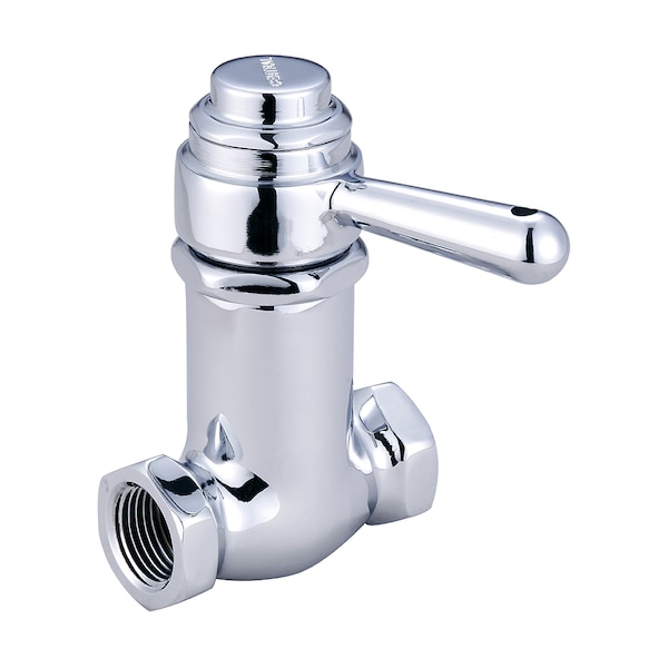 Self-Close Shower Straight Stop, NPT, Polished Chrome, Weight: 1.75